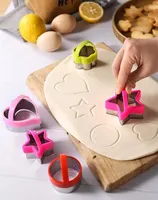 3-delige metalen koekjesvormenset met plastic handvat voor kinderen - milieuvriendelijke groente-/fruit-/gebakvormpjes