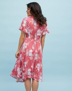 Suave y transpirable impreso rayón ropa de maternidad de la frente de agradable Casual Midi vestido de lactancia - Product Image 6