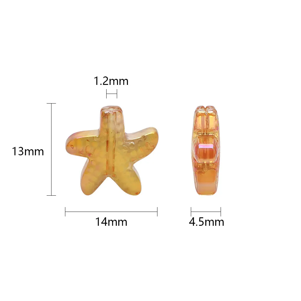 Nueva forma de estrella de mar galvanoplastia colorida 14mm cuentas de cristal cuentas de vidrio para la producción de joyería