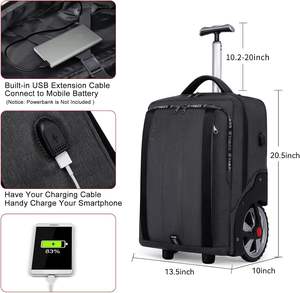 Free sample Rolling Backpack Waterproof with <b>Wheels</b> for Business Travel Computer Carry <b>on</b> Backpack with Laptop Compartment - Product Image 3