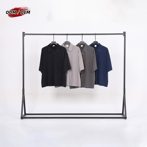 Camiseta de Manga Corta para Hombre, 100% Algodón, Estilo Vintage, Lavado a la Nieve, Corte Cuadrado, Cuello Polo - Product Image 1