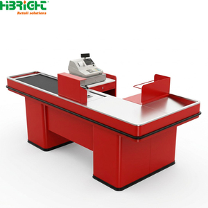 Wood Grain Retail <b>Checkout</b> <b>Counter</b> Cashier Desk POS <b>Counter</b> for Store Front Billing Area - Product Image 6