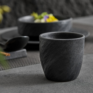 High-End ristorante di lusso moderno set di stoviglie pietra bianca e nera glassa piatti tazze riutilizzabili <span class=keywords><strong>posate</strong></span> di riposo per la vendita - Product Image 4