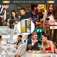 Porte-menus en cuir synthétique 4,25 x 11 pouces, double vue, coins biseautés, noir, pour restaurant, hôtel, café