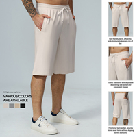 Shorts de détente pour hommes, unis, anti-humidité, en mélange de coton modal doux pour la peau, longs, avec cordon de serrage élastique à la taille