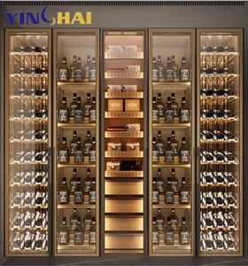 נירוסטה מותאמת אישית הבנויה מרתף יין פרטי סלון בגדלים שונים יין מסך ויסקי ארון יין אדום - Product Image 1