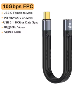Cable USB 3.1 Corto <span class=keywords><strong>de</strong></span> 5 Pulgadas, 65W, Tipo A a C, FPC, Carga Rápida <span class=keywords><strong>de</strong></span> 3A, 10Gbps, para Teléfono, Tablet, <span class=keywords><strong>Banco</strong></span> <span class=keywords><strong>de</strong></span> Energía - Product Image 6
