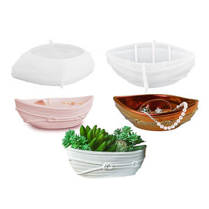 Grand moule irrégulier en silicone en forme de voilier en forme de <span class=keywords><strong>corde</strong></span> torsadée 3D facile à utiliser pour le bricolage, vase à fleurs en résine de ciment - Product Image 1