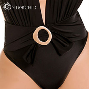 Conception populaire nœud papillon couleur unie col en v une pièce grande <span class=keywords><strong>taille</strong></span> femmes maillots <span class=keywords><strong>de</strong></span> <span class=keywords><strong>bain</strong></span> pour femmes 2025 - Product Image 3