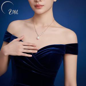 Kalung Emas Asli 18K UM Jewelry dengan Berlian Alami dan Mutiara, Set Unisex untuk Sehari-hari, Kenangan, dan Pesta, Grosir, Hari Valentine - Product Image 1