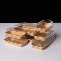 Conteneur en papier kraft avec couvercle transparent en PET, boîte à sushi jetable de luxe, emballage haut de gamme pour plats à emporter, restaurant haut de gamme, OEM