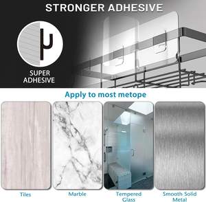Organizador de Ducha de Acero Inoxidable de 2 Piezas, Resistente a la Oxidación, Gran Capacidad, Adhesivo, Sin Perforación, Estantes de Esquina - Product Image 5