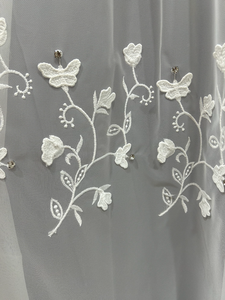 <span class=keywords><strong>Tissu</strong></span> de rideaux en gaze brodée jacquard anti-boulochage de style vintage européen de luxe pour la décoration de salles de mariage et de banquets - Product Image 2
