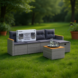 Ensemble de canapés de jardin PGDEN en rotin d'extérieur avec coussins, design moderne pour mobilier de jardin - Product Image 2