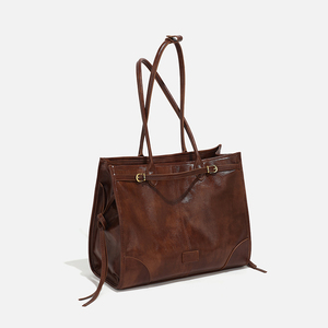 Sacs fourre-tout en PU de haute qualité, durables, grande capacité, avec fermeture éclair, imperméables, sacs à main de luxe pour ordinateur portable, sacs à main <span class=keywords><strong>vintage</strong></span> en <span class=keywords><strong>cuir</strong></span> souple pour femmes - Product Image 2