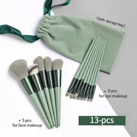 Ensemble de 13 pinceaux de maquillage pour femmes, poils de chèvre doux, pinceau pour fard à paupières et fond de teint, outils de beauté cosmétiques en gros avec sac