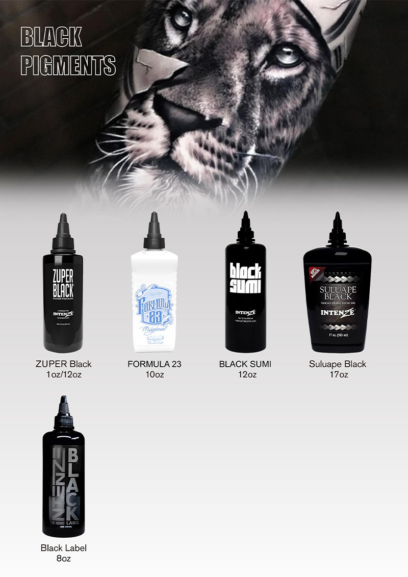 INTENZE Black Sumi Tattoo Ink - 12 OZ Premium Quality, Waterproof