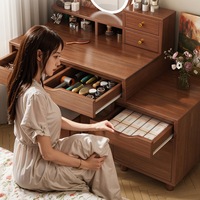 Table de toilette avec armoire intégrée, petite chambre à coucher, bureau de chevet, moderne, rétractable, éclairée, en acier inoxydable, murale, pour le maquillage