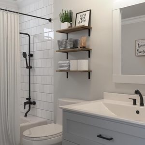 뜨거운 판매 나무 벽 선반 거실 주방 벽 보관 및 차고 보관 장착 플로팅 선반 - Product Image 4