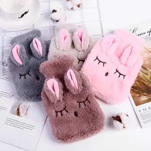 Winter Cartoon Rabbit Hot Water Bottle Pvc Stress Pain Relief Therapy Hot Water Bag Soft Cozy Cover Hand Warmer