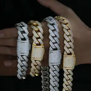Miss Jewelry-cadena micropavé chapada en oro para hombre, 19mm, CZ, venta al por mayor
