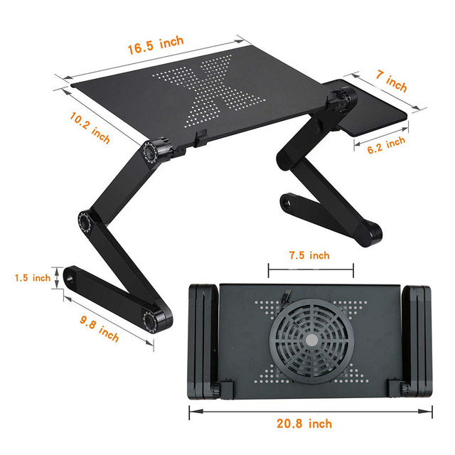 Laptop Table Stand With Adjustable Folding Ergonomic Design Stand Notebook Desk for Ultrabook, Netbook or Tablet With Mouse Pad
