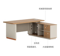 Bureau de direction moderne en panneaux de bois avec tiroirs