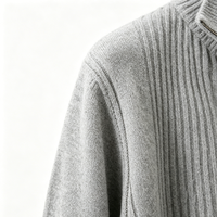 Cardigan Homme Personnalisé Anti-Plis Anti-Rétrécissement Respirant en Polaire Tricoté Laine/Cachemire Slim Chaud Col Roulé Zippé
