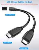 Câble de charge USB C femelle vers double port mâle Type C (uniquement pour la charge, ne peut pas transmettre de données)