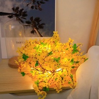 Ornamen Natal dekorasi dalam ruangan, lampu tali Led bunga buatan daun tanaman merambat dengan lampu untuk pernikahan, Festival Natal