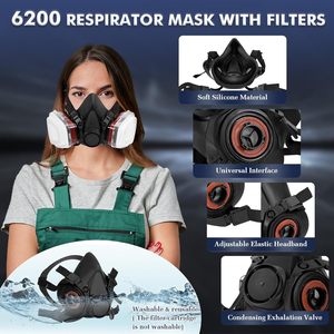 स्प्रे पेंटिंग कीटनाशक संरक्षण के लिए दोहरे फिल्टर के साथ 6200 आधा फेस गैस मास्क पुनः प्रयोज्य - Product Image 6