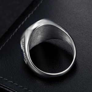 Freemason Men's <b>Ring</b> <b>Titanium</b> Steel Gold Plated Blue Inlay Geometric Design Gift Jewelry - Product Image 3