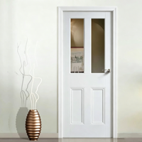 Portes intérieures de maison en bois massif blanc avec verre dépoli transparent