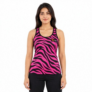 <b>Women's</b> Pink <b>Black</b> Animal Print Scoop Neck <b>Tank</b> <b>Top</b> Sleeveless Sporty Athletic Gym Fitness Workout Sublimation <b>Tank</b> <b>Tops</b> - Product Image 1