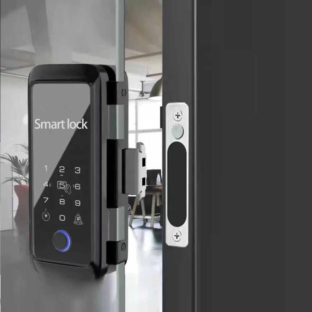 Goking Office BLE Tuya App Remote Control Fingerprint Key Card Password Bluetooth Digital Frameless Glass Door Office Smart Lock