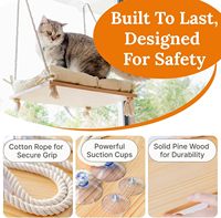 Chat en bois perchoir fenêtre seuil hamac lit 4 ventouses fortes coussin doux léger Portable écologique rustique intérieur animal de compagnie