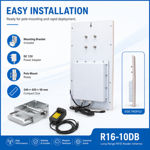 Lecteur RFID UHF avec antenne polarisée circulaire 10dBi, étanche pour extérieur, pour la gestion d'accès des véhicules - Product Image 3