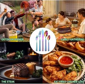 Ensemble de couverts de style occidental en acier inoxydable 304 argenté, résistant au lave-vaisselle, ensemble noir de 20 pièces pour la cuisine et la restauration - Product Image 5