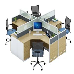 Office Cubicle Curved Work Station Desk High Quality 6 Person Workstation High Quality Modern Design Commercial Modular Office