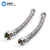 Tuyau tressé en acier inoxydable D&R 201, filetage de diamètre égal 1/2\", 20~100 cm, tuyau flexible d'alimentation en eau pour la plomberie générale