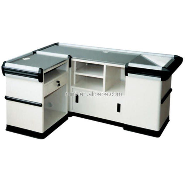 Fast Auto Cashier Counter Stainless Steel Electric Cash Register Supermarket Checkout Counter With Conveyor Belt
