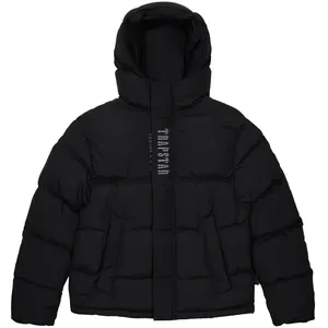 Trapstar jaqueta masculina com capuz, decodificada, puffer, 2.0-preta, bordada, térmica, casaco de inverno