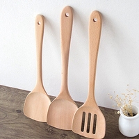 Accessoires de cuisine 30/35cm Spatule en bois naturel Ustensiles de cuisine Outils en bois Cuisine Dîner Nourriture Pelles antiadhésives Tourneurs de casseroles