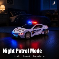 Mainan Robot Mobil Polisi 2-in-1 Ramah Lingkungan Grosir, Dapat Berubah Bentuk dengan Lampu dan Efek Berkedip untuk Anak-Anak