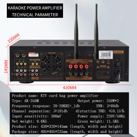 Amplificateur de puissance de karaoké KTV à domicile avec récepteur audio DSP 2.0 canaux avec microphone sans fil, prenant en charge la fonction USB
