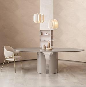 Mesa de Comedor Extensible Moderna y Sencilla de Mármol Marrón Venecia con Combinación de Sillas, Superficie de Piedra Sinterizada, Lujo, Ensamblada, para el Hogar - Product Image 1