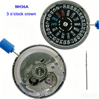 Nouvelle couronne de montre automatique mécanique NH35 NH36A 3 3.8 6 heures, originale du Japon, blanc/noir, avec date, pièces de rechange pour montre