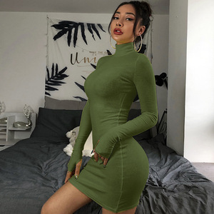 Nouveau Style Stand Col Court Club robes Femmes Sexy À Manches Longues Serré Partie <span class=keywords><strong>Moulante</strong></span> Mini <span class=keywords><strong>Robe</strong></span> - Product Image 4