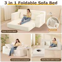 Sofá Cama Plegable de Tela de Dos Plazas, Sillón Reclinable Plegable y Futón para el Suelo