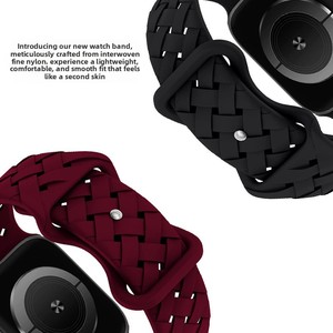 Bracelet de montre en silicone tressé en bambou fin avec texture corne de chèvre Tschick, compatible avec Apple Watch Ultra Series 9 8 7 SE 40 41 45 49 mm, léger - Product Image 4